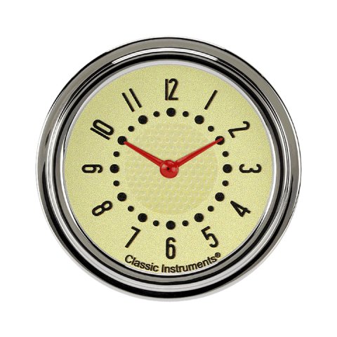 Classic Instruments Bel Era III Clocks BET92T Gauge, Analog, Series, Clock, 12 Hour, 2 5/8 in. Diameter, Tan Face, Full Sweep, Each