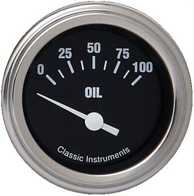 Classic Instruments Hot Rod Series Gauges HR81SLC Gauge, Series, Oil Pressure, 0-100 psi, 2 1/8 in., Black Face, Analog, Electrical, Each