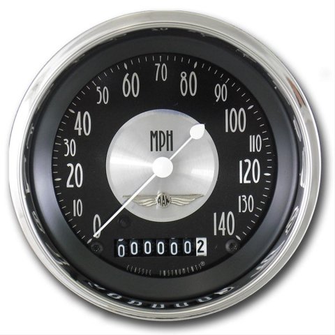 Classic Instruments All-American Tradition Series Speedometers AT55SHC Speedometer, Tradition, 3 3/8 in. Diameter, 0-140 mph, Analog, Electrical, Curved Face, Each