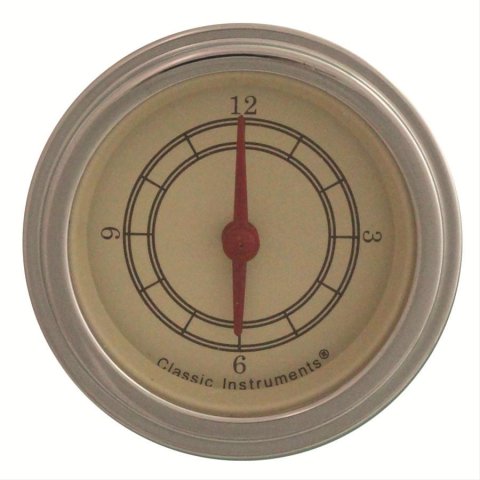 Classic Instruments Vintage Series Gauges VT90SLC Gauge, Series, Clock, 12 hours, 2 1/8 in., Cream Face, Curved-style Lens, Analog, Each