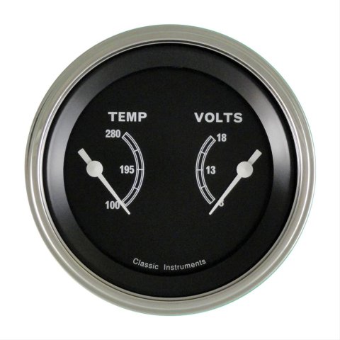 Classic Instruments Traditional Series Gauge Sets TR74SLC Gauges, Series, Analog, Electronic, Water Temperature, Voltmeter, White Face, Pair