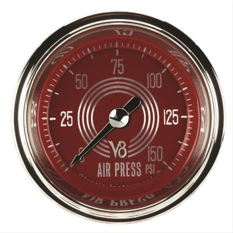 Classic Instruments V8 Red Steelie Series Gauges V8RS118SHC Air Pressure Gauge, RED STEEL 2" AIR PR 150psi ELECT, FULL SWEEP