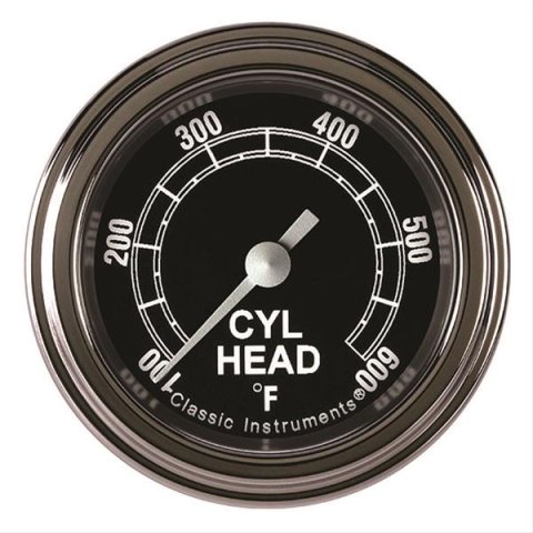 Classic Instruments Traditional Series Gauges TR197SLF Gauge, Analog, Series, Cylinder Head Temp, 100-600 Degrees F, 2 1/8 in. Diameter, Black Face, Full Sweep, Each