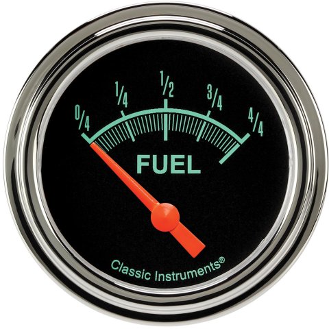 Classic Instruments G-Stock Series Gauges GS214SLF Gauges, Series, Fuel Level, Empty-Full, Analog, Electrical, 2 5/8 in., Black Face, Green Numbers, 0 ohms Empty, 30 ohms Full, Each