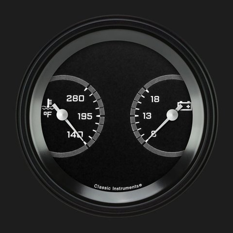 Classic Instruments Auto Cross Gray Series Gauge Sets AX74GBLF Gauges, AutoCross Gray, 3 3/8 in., Water Temperature, Voltmeter, Black Low-Step Bezel, Flat Lens, Each