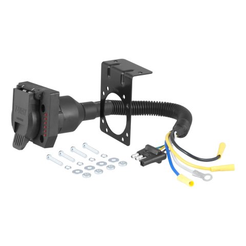CURT Trailer Harness Adapters 57676 Vehicle Towing Adapter, Adapter, 4-Way Flat to 7-Way RV Blade, Universal, Each