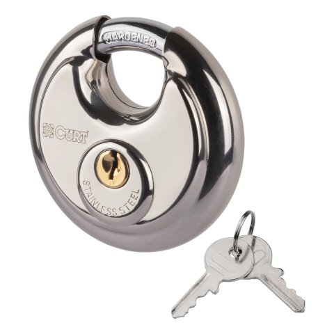 CURT Stainless Steel Disc Locks 23084 Security Lock, Lock, Steel, Natural, Two Keys, Each