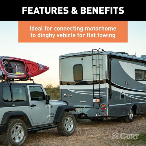 Curt Manufacturing Trailer Wiring Harnesses 57285 RV Electrical Adapter, 8' Dinghy Towing Adapter & Socket (7-Way RV Blade to 4-Way Round Vehicle)
