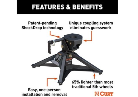 CURT CrossWing Lightweight 5th Wheel Hitches 16600 Fifth Hitch, Lightweight, 20,000 lbs, Each