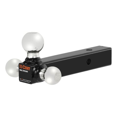 CURT Triple Ball Mounts 45655 Receiver Hitch Mount, Steel, Black, 2 in. Square Solid Shank, 10,000 lbs. Max, 0 in. Drop, 0 in. Rise, 8.50 in. Length, Each