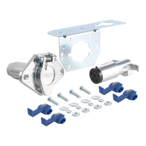 CURT Towing Harness Sockets and Plugs 58093 Vehicle Socket, 6-Way Round, Vehicle/Trailer Side, Universal, Kit