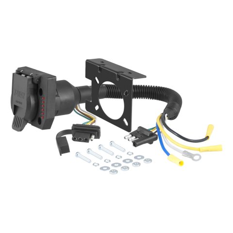 CURT Trailer Harness Adapters 57674 Vehicle Towing Adapter, Adapter, 4-Way Flat to 7-Way RV/4-Way Flat, Universal, Each