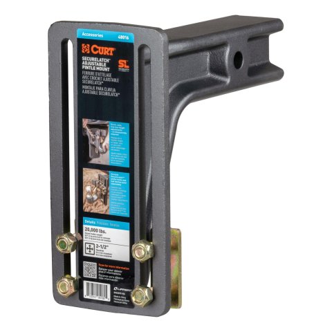 CURT Adjustable Pintle Mounts 48016 Mount, SecureLatch, Adjustable, 2 1/2 in. Shank, 20,000 Ibs., Each