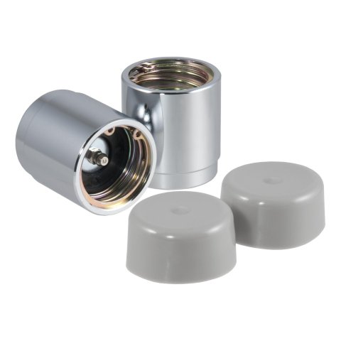 CURT Wheel Bearing Protectors 22178 Protectors, 1.780 in. Hub Bore Diameter, Steel, Chrome, Dust Covers, Zerk Fitting, Pair