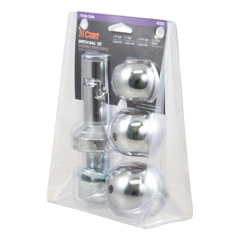 CURT Switch Balls 42225 Hitch Balls, Steel, Chrome, 1.000 in. Shank Diameter, Set of 3