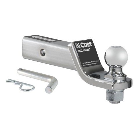 CURT Ready-Tow Ball Mounts 45295 Receiver Hitch Mount, Steel, Chrome, 2 in. Square, 2 in. Drop, .750 in. Rise, 8.25 in. Length, Each