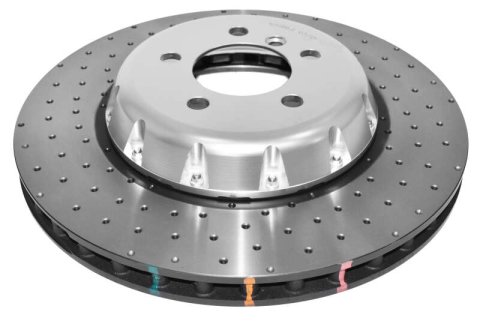 Disc Brakes Australia USA LLC Brake Rotors DBA52286SLVXD 5000 Fully Assembled 2-piece Clear Anodised Hat Cross Drilled/Dimpled KP [ BMW 3 Series F31, F32, F33 & F36 Performance Pack F ]