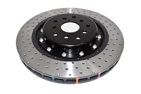 Disc Brakes Australia USA LLC Brake Rotors DBA53050BLKXD-10 5000 Fully Assembled 2-piece BLACK XD Crossdrilled/Dimpled KP [ Subaru WRX STi (Brembo 6 Pot R Yellow Calipers) 19 Inch Rim 04/17-> F ]