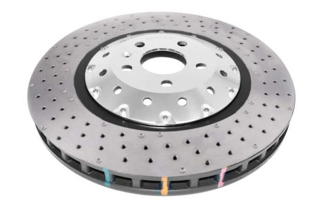 Disc Brakes Australia USA LLC Brake Rotors DBA53004SLVXD 5000 Fully Assembled 2-piece Clear Anodised Hat Cross Drilled/Dimpled KP [ Audi RS3 8V Sedan 06/17-> F ] rings 52844.1XD