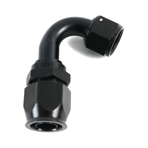 Fragola Performance Systems Race-Rite Reusable PTFE Hose Ends 2512012 Ends, Race-Rite, PTFE, -12 AN, Swivel, 120 Degree, Female Threads, Aluminum, Black Anodized, Each