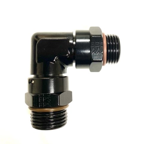 Fragola Performance Systems Unions 999608BL Fitting, Coupler, Straight Cut to Straight Cut, 90 Degree, Aluminum, Black Anodized, -12 AN, -12 AN, Each