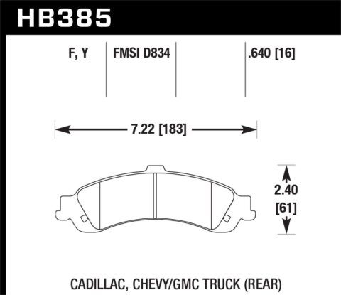Hawk Performance LTS Brake Pads HB385Y.640 Pads, Ferro-Carbon, LTS, Rear, Cadillac, Chevy, GMC, Cadillac, Chevy, GMC, Pickup, SUV, Set