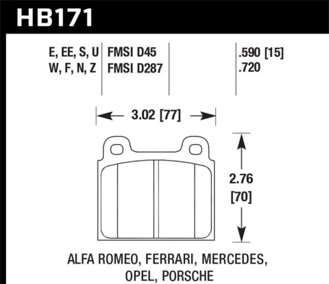 Hawk Performance HP Plus Brake Pads HB171N.590 Pads, Plus, Front, Set