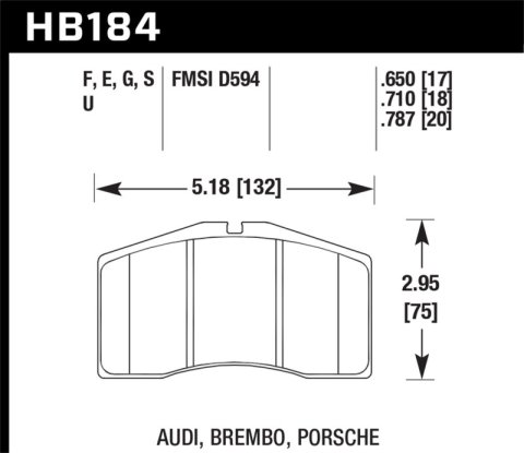 Hawk Performance Blue 9012 Racing Brake Pads HB184E.650 Pads, Ferro-Carbon, 9012, Front, Audi, Porsche, Set
