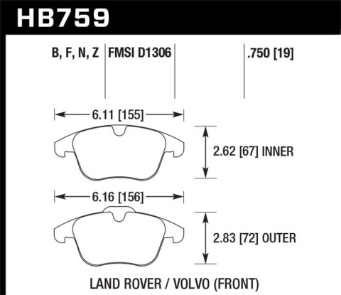 Hawk Performance HPS Brake Pads HB759F.750