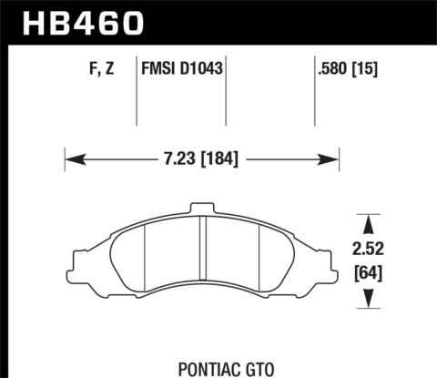 Hawk Performance Ceramic Brake Pads HB460Z.580 Pads, Ceramic, Front, Pontiac, Set