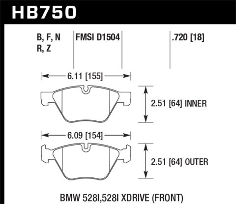 Hawk Performance Ceramic Brake Pads HB750Z.720