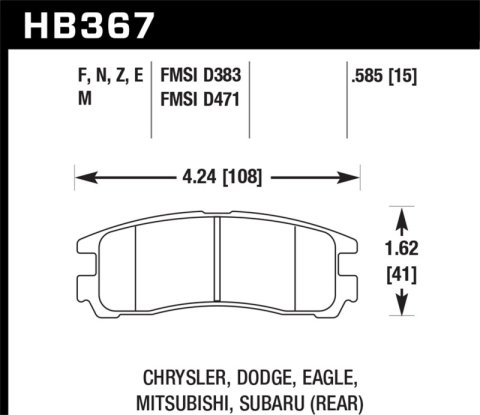 Hawk Performance HPS 5.0 Brake Pads HB367B.606 Pads, 5.0, Rear, Subaru, Set