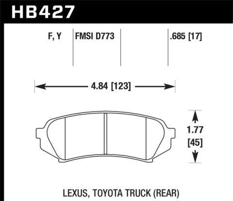 Hawk Performance HPS Brake Pads HB427F.685 Pads, HPS, Rear, Lexus, Toyota, Set