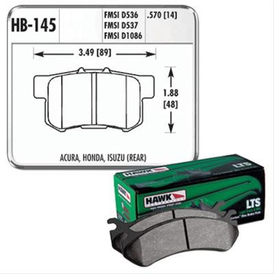 Hawk Performance LTS Brake Pads HB145Y.570 Pads, Ferro-Carbon, LTS, Rear, for use on Acura®, Honda®, Isuzu, Passenger Car, Van, Set