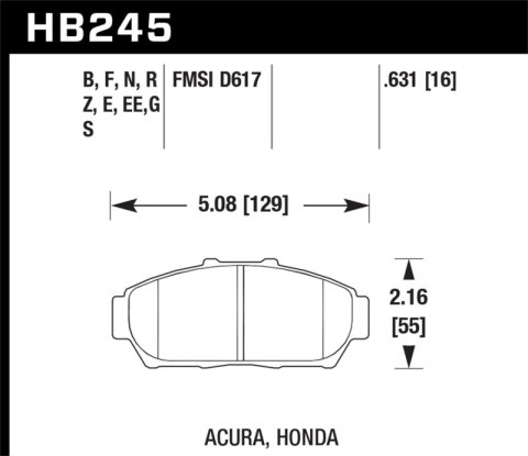 Hawk Performance HPS 5.0 Brake Pads HB245B.631 HP STREET BRAKE PAD FRONT