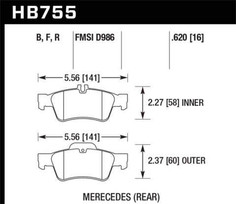 Hawk Performance HPS Brake Pads HB755F.620