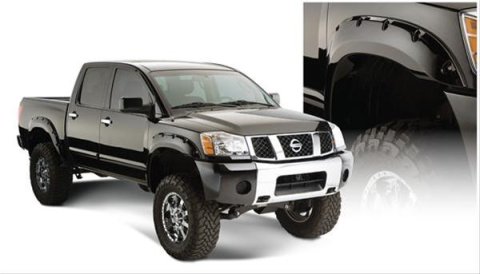 Husky Pocket-Style Fender Flares for 2004-2015 TITAN - 2807908 Flares, Pocket Style, Front and Rear, Black, Dura-Flex Thermoplastic, Nissan, Set of 4