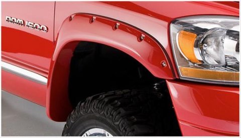 Husky Pocket-Style Fender Flares for 2006-2009 RAM 3500, 2500, 2006-2008 1500 - 2805911 Flares, Pocket Style, Front, Rear, Black, Dura-Flex Thermoplastic, Dodge, Set of 4
