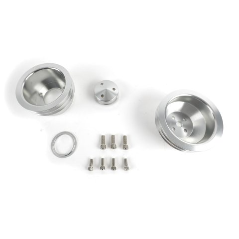 Scott Drake Engine Pulley Sets B-F102 Set, V-Belt, Aluminum, Clear Powdercoated, Ford, 289/302/351W, Set of 3