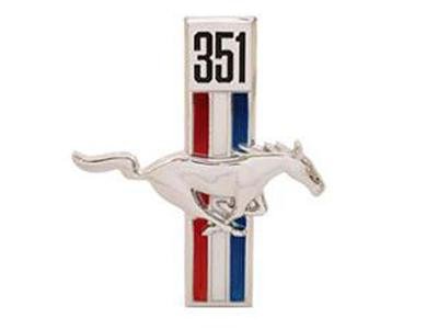 Scott Drake Emblems C7ZZ-16228-W Emblem, Passenger Side Fender, Chrome/Red/White/Blue, 351 Running Horse Logo, Ford, Each