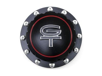 Scott Drake Fuel Tank Caps B-9030-GT-BK Cap, Aluminum, Black Anodized, GT Logo, Ford, Each