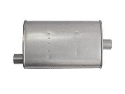 Scott Drake Steel Inch Muffler C9ZZ-5230-C Muffler, Oval, Steel, Aluminized, Offset Inlet, Center Outlet, Transverse Mounted, Ford, Each