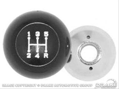 Scott Drake Original Manual Shift Knobs C5ZZ-7213-T5 Transmission Knob, Stock Style, Plastic, Black, 5-speed Logo, Thread On, Ford, Each