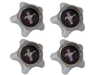 Scott Drake Styled Steel Hub Caps C7ZZ-1130-BK Hubcap, Rallye Star, Black with Chrome Horse, Screw-On, Ford, Set of 4
