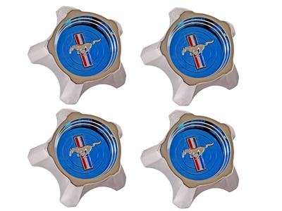 Scott Drake Styled Steel Hub Caps C7ZZ-1130-AK Hubcaps, Rallye Star, Screw-on, Steel, Chrome, Mustang Bar and Pony Logo, 1.750 in. Diameter, Ford, Set of 4