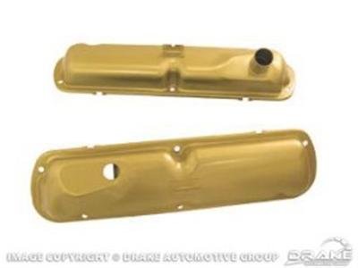 Scott Drake Original-Style Valve Covers C5ZZ-6A582-G Covers, Original-Style, Stock Height, Steel, Gold Painted, Baffled, Ford, Small Block Windsor, Pair