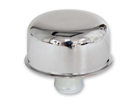 Scott Drake Valve Cover Oil Caps W84881B Cap, Round, Push-in, Steel, Chrome, Fits Aftermarket Covers Only, Ford, Each