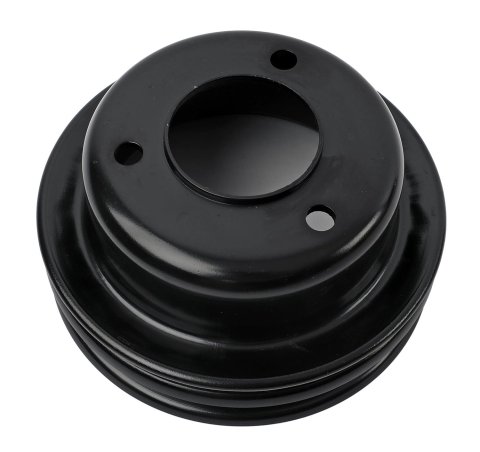 Scott Drake Power Steering Crankshaft Pulleys C5AZ-6312-E Pulleys, V-belt Style, 2-groove, Three Bolt Holes, Steel, Black, 6.344 in. O.D., Designed for Models without A/C, Ford, Each