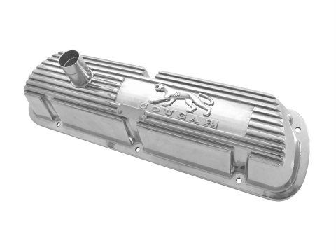 Scott Drake Classic Aluminum Valve Covers 6A582-COP Covers, Classic, Tall, Cast Aluminum, Polished, Cougar Logo, Ford, Small Block Windsor, Pair
