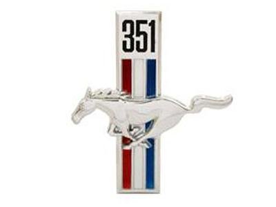 Scott Drake Emblems C7ZZ-16229-W Emblem, Driver Side Fender, Chrome/Red/White/Blue, 351 Running Horse Logo, Ford, Each